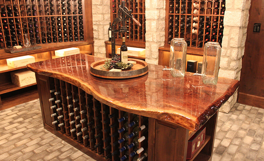 Project Review: Wine Wall and Wine Cellar Live Edge Top