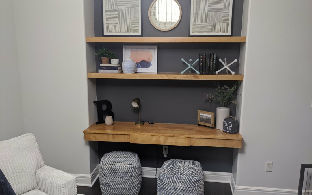 How to Spice up your Work From Home Space- Built-In Desk with Shelves